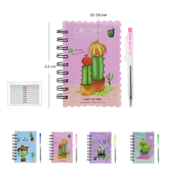 3D Cactus Mini Notebook
