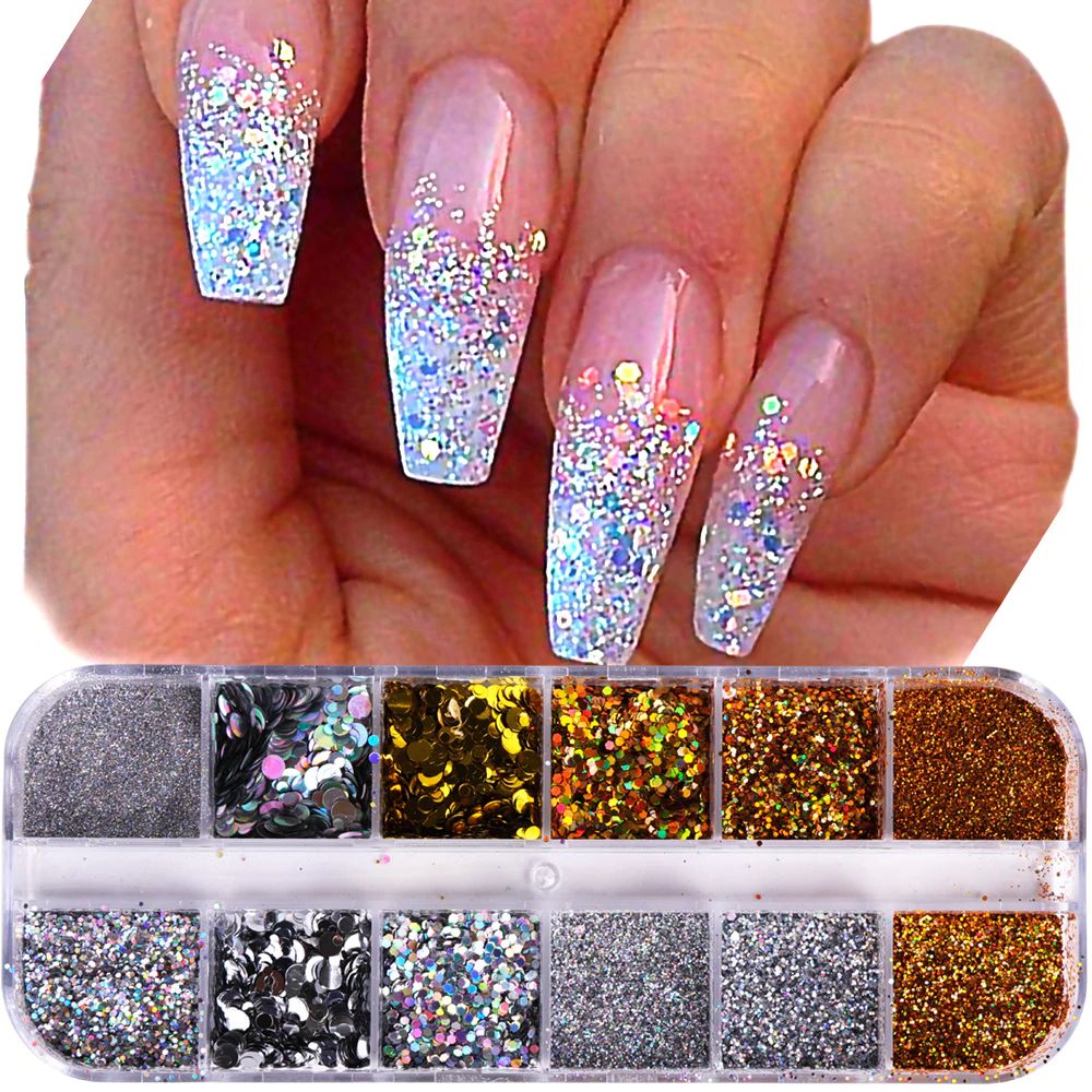 Gold & Silver Glitter Nail Art Case