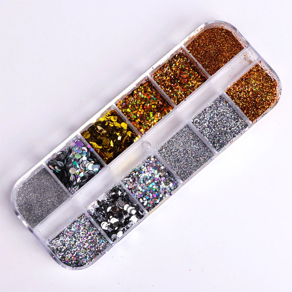 Gold & Silver Glitter Nail Art Case