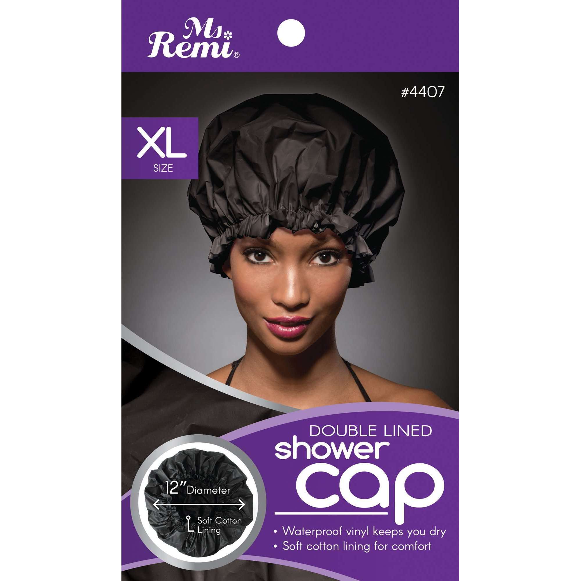 Ms. Remi Double Lined Shower Cap XL (Black)