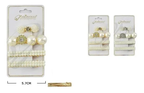 Princess Accessories 4-Piece Pearl Hair Clip Set