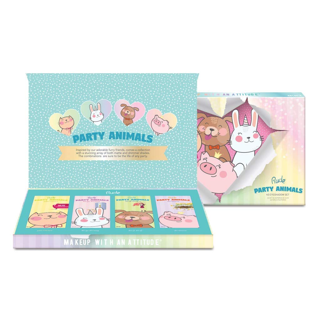 Rude Cosmetics Party Animals 4-Palette 40 Eyeshadow Set