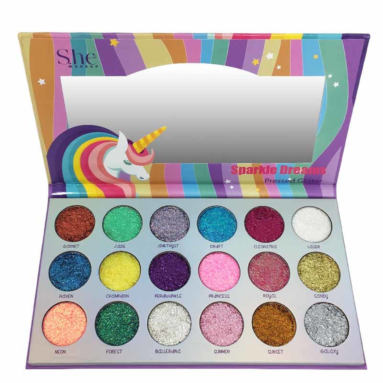S.he Makeup Sparkle Dreams Pressed Glitter Eyeshadow Palette