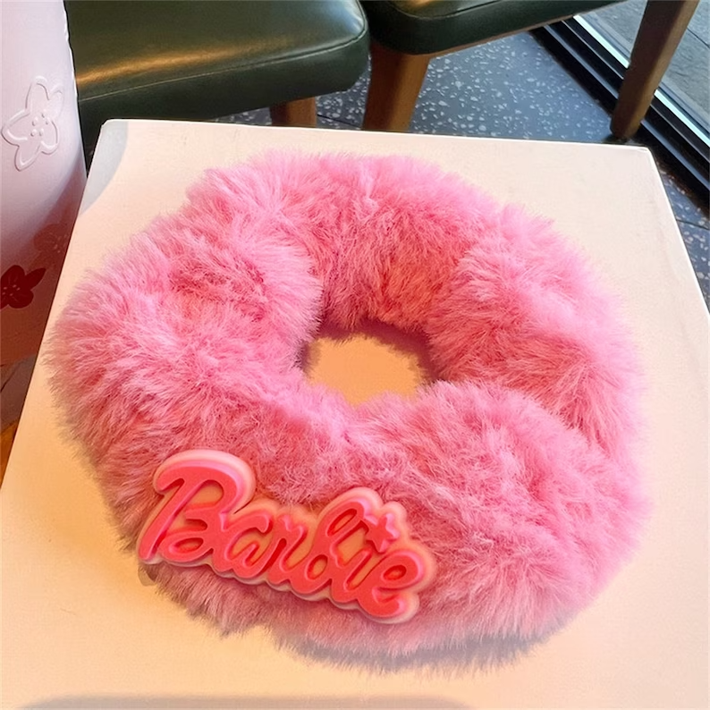 Barbie Pink Fuzzy Hair Scrunchie