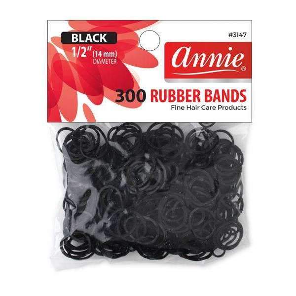 Annie Black Medium Rubber Bands (300ct)