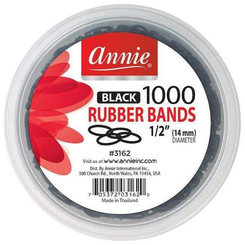 Annie Medium Black Rubber Bands (1000ct)