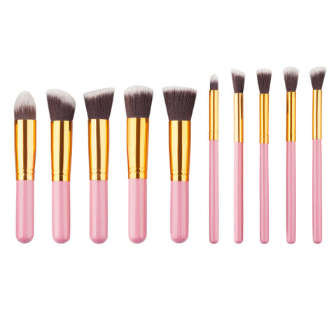 Golden Makeup Brush Set - 10 Pieces
