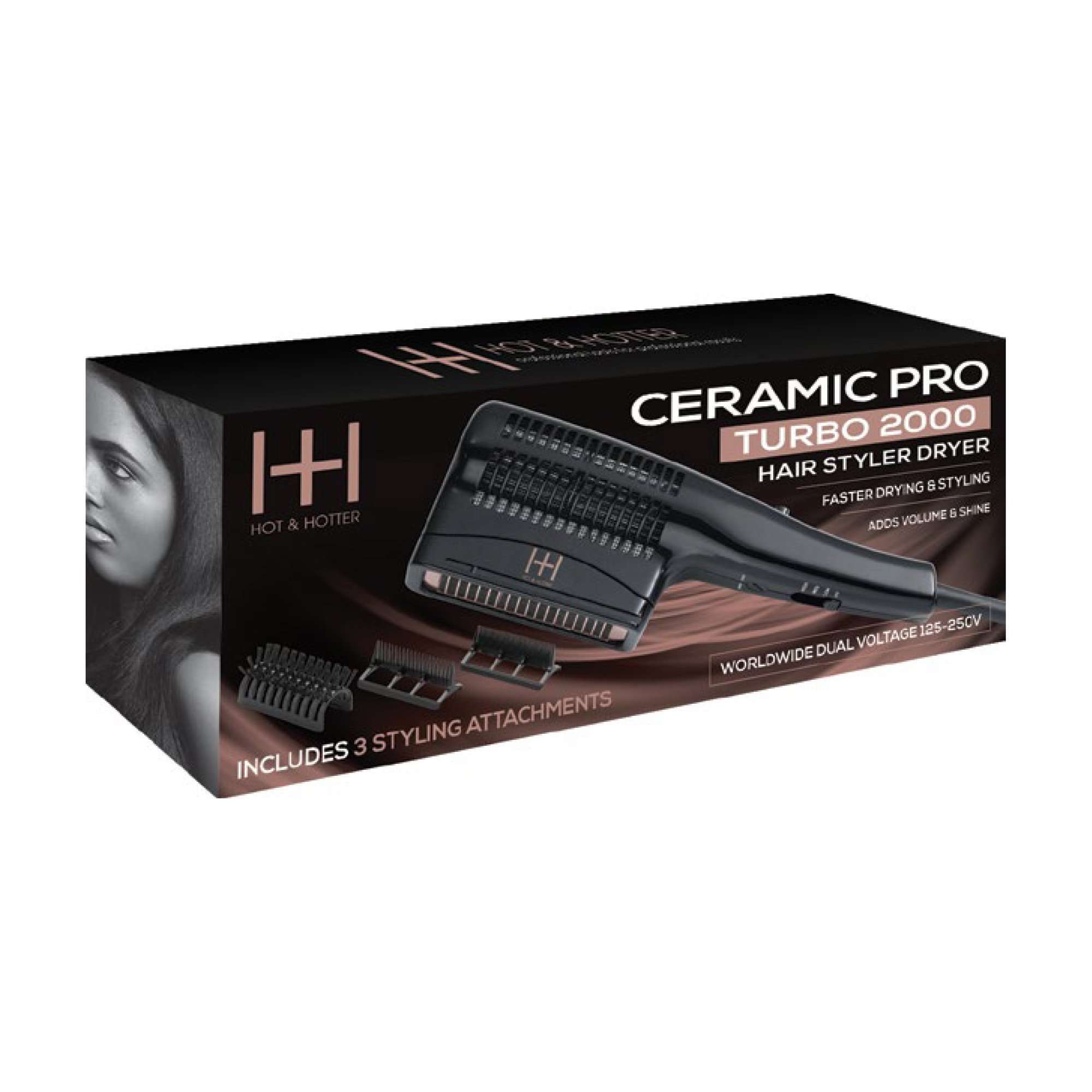 Hot & Hotter Ceramic Pro Turbo 2000 Hair Styler Dryer