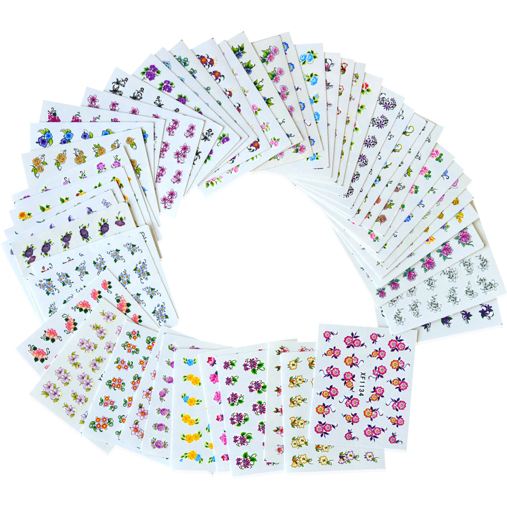 Floral Nail Art Sticker Set (50-Pack)