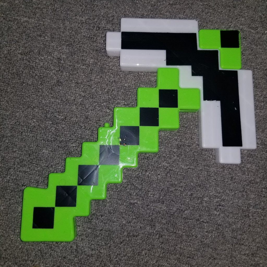 Minecraft Style LED Light Up Pixel Pickaxe w/Sound Effects